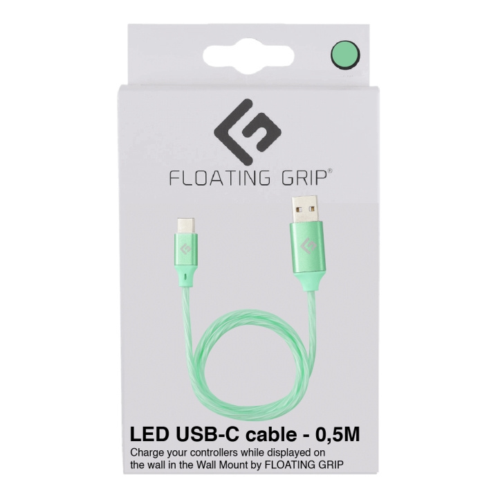 FLOATING GRIP 0,5M LED USB-C Cable (Green) in the group COMPUTERS & PERIPHERALS / Computer cables / USB / USB-C at TP E-commerce Nordic AB (D08488)