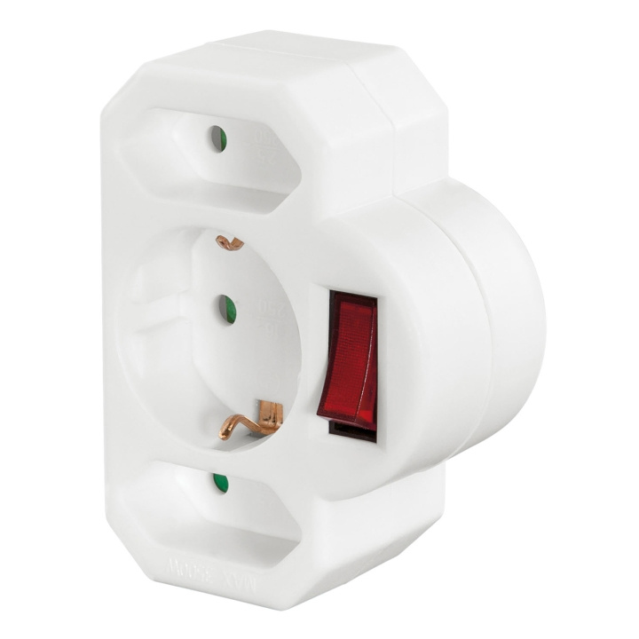 Hama Socket Adapter 3-way with Switch White in the group HOME, HOUSEHOLD & GARDEN / Electricity & Lighting / Power strips at TP E-commerce Nordic AB (D09252)