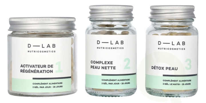 D-Lab Nutricosmetics D-Lab Perfect Skin Set 3 piece 3x56 Gels - Activateur de Regenaration No 1/Complexe Peau Nette No 2/Detox Peau No 3 in the group BEAUTY & HEALTH / Health care / Other at TP E-commerce Nordic AB (D09288)