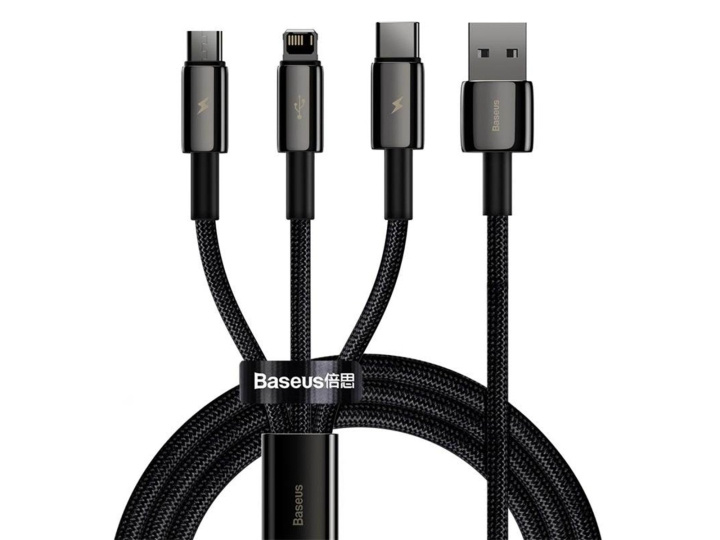 Baseus Tungsten Gold 3-in-1 USB Cable in the group SMARTPHONE & TABLETS / Chargers & Cables / Cables / Cables Lightning at TP E-commerce Nordic AB (D10323)