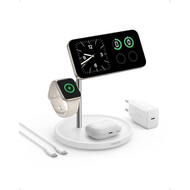 Anker MagGo Magnetic WL Charger Stand 15W White in the group SMARTPHONE & TABLETS / Chargers & Cables / Wireless Qi chargers at TP E-commerce Nordic AB (D10444)