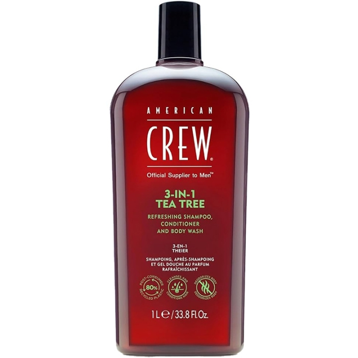 American Crew 3-in-1 Tea Tree 1000ml in the group BEAUTY & HEALTH / Hair & Styling / Hair care / Schampoo at TP E-commerce Nordic AB (D11559)