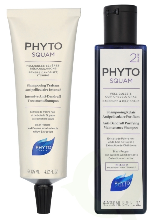 Phyto Phytosquam Purifying Shampoo Duo Set 375 ml Maintenance Shampoo 250ml/Treatment Shampoo 125ml in the group BEAUTY & HEALTH / Hair & Styling / Hair care / Schampoo at TP E-commerce Nordic AB (D11771)