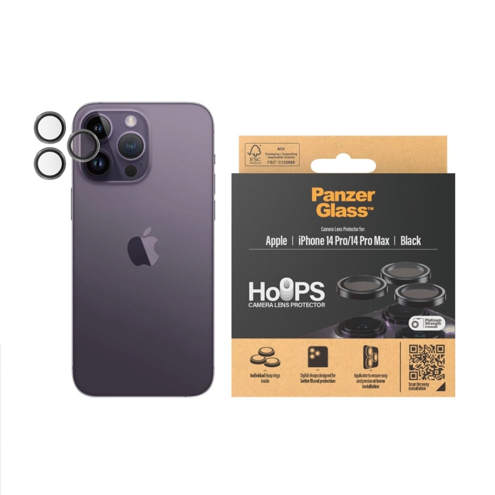 PanzerGlass Hoops Camera Lens Protector iPhone 14 Pro/14 Pro Max - Black in the group SMARTPHONE & TABLETS / Phone cases / Apple / iPhone 14 at TP E-commerce Nordic AB (D12558)