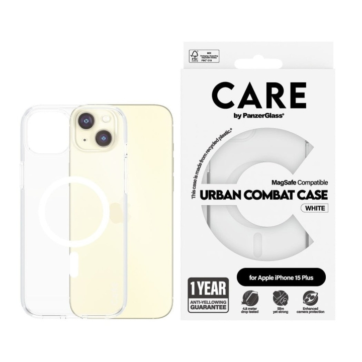 CARE by PanzerGlass - Case Transparent w. White MagSafe - iPhone 15 Plus in the group SMARTPHONE & TABLETS / Phone cases / Apple / iPhone 15 at TP E-commerce Nordic AB (D12561)