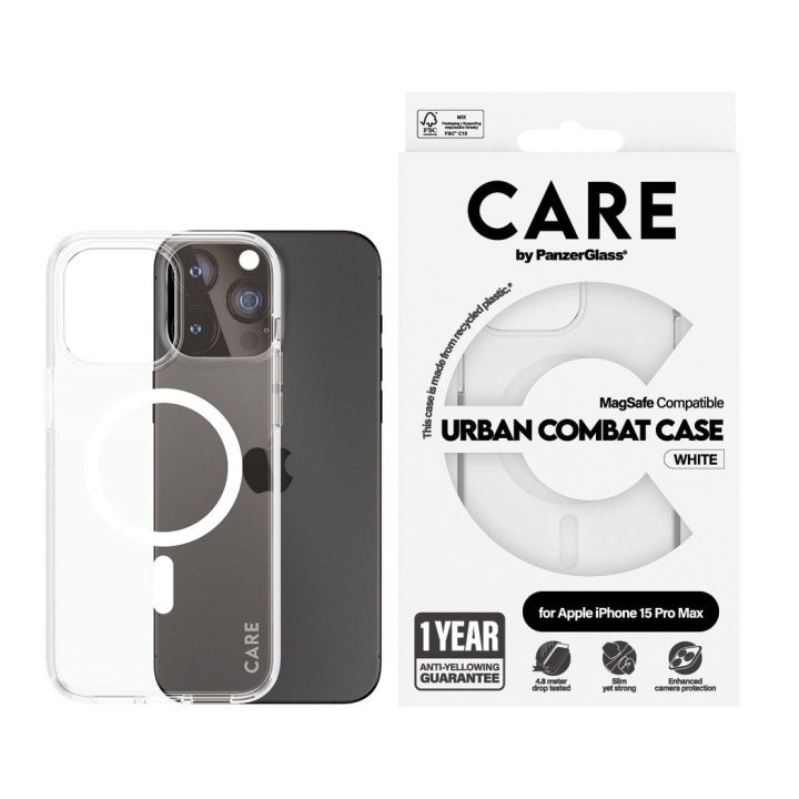 CARE by PanzerGlass - Case Transparent w. White MagSafe - iPhone 15 Pro Max in the group SMARTPHONE & TABLETS / Phone cases / Apple / iPhone 15 at TP E-commerce Nordic AB (D12563)