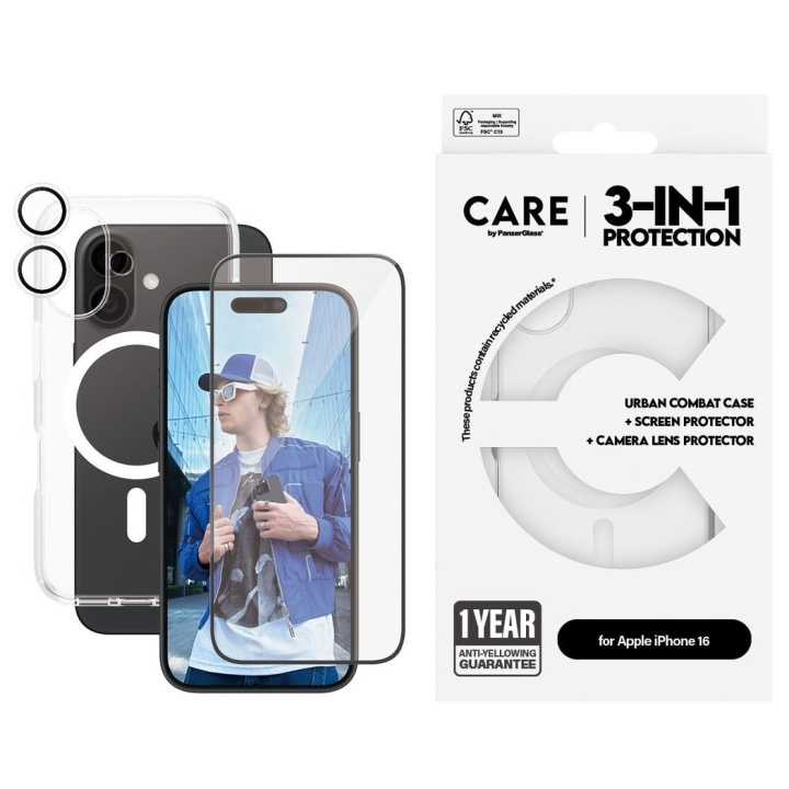 Panzer CARE by PanzerGlass - 3-in-1 - iPhone 16 - Bundle in the group SMARTPHONE & TABLETS / Phone cases / Apple / iPhone 16 at TP E-commerce Nordic AB (D12603)