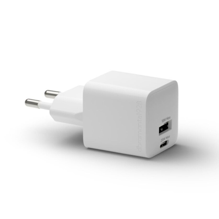 dbramante1928 Re-charge - Wall Charger GaN - USB-C+USB-A 25W+18W EU - White in the group SMARTPHONE & TABLETS / Chargers & Cables / Wall charger / Wall charger USB-C at TP E-commerce Nordic AB (D12822)