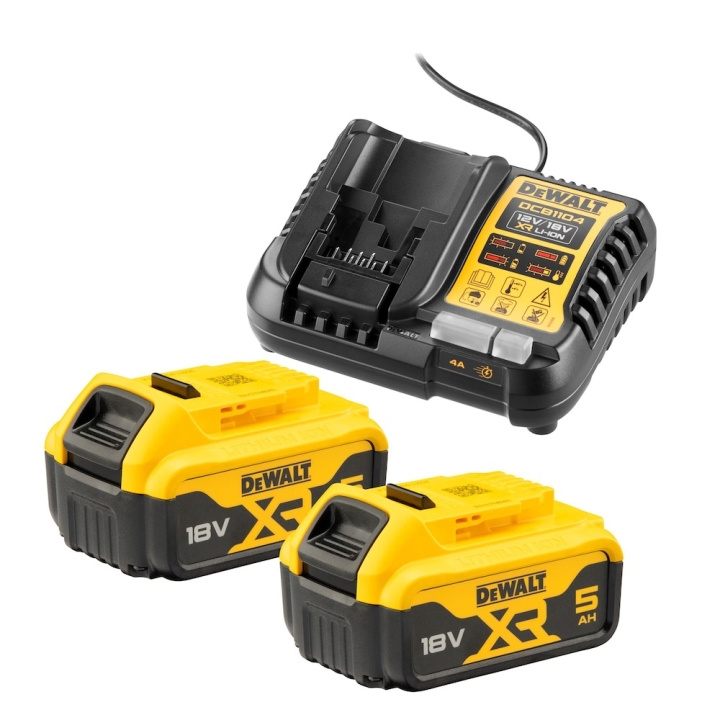 DeWALT DCB1104P2-QW 18V XR Starter Kit with charger and 2x 5A batteries in the group HOME, HOUSEHOLD & GARDEN / Tools / Other power tools at TP E-commerce Nordic AB (D13660)