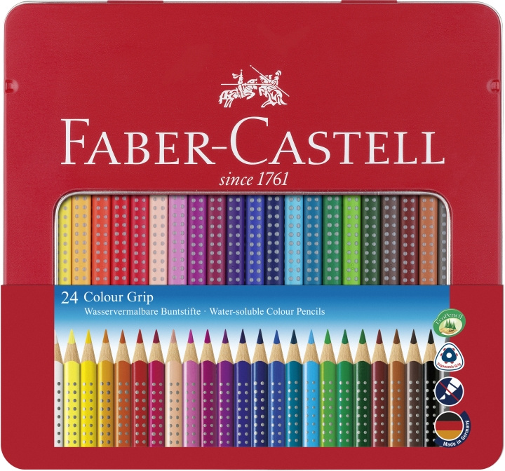 Faber-Castell Coloured pencil Colour Grip tin of 24 (112423) in the group Sport, leisure & Hobby / Hobby / Paint & Draw / Pencils, crayons & ink at TP E-commerce Nordic AB (D13664)