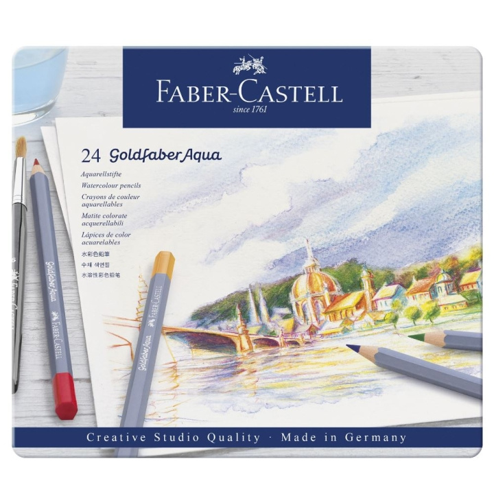 Faber-Castell Goldfaber akvarel tin, 24 pc (114624) in the group Sport, leisure & Hobby / Hobby / Paint & Draw / Pencils, crayons & ink at TP E-commerce Nordic AB (D13666)