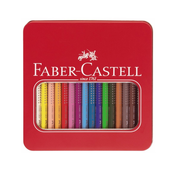 Faber-Castell Jumbo Grip Colour Pencils Tin - 16 pc (110916) in the group Sport, leisure & Hobby / Hobby / Paint & Draw / Pencils, crayons & ink at TP E-commerce Nordic AB (D13750)