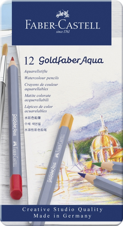 Faber-Castell Watercol. penc. Goldfaber Aqua tin (12 pcs) (114612) in the group Sport, leisure & Hobby / Hobby / Paint & Draw / Pencils, crayons & ink at TP E-commerce Nordic AB (D13765)