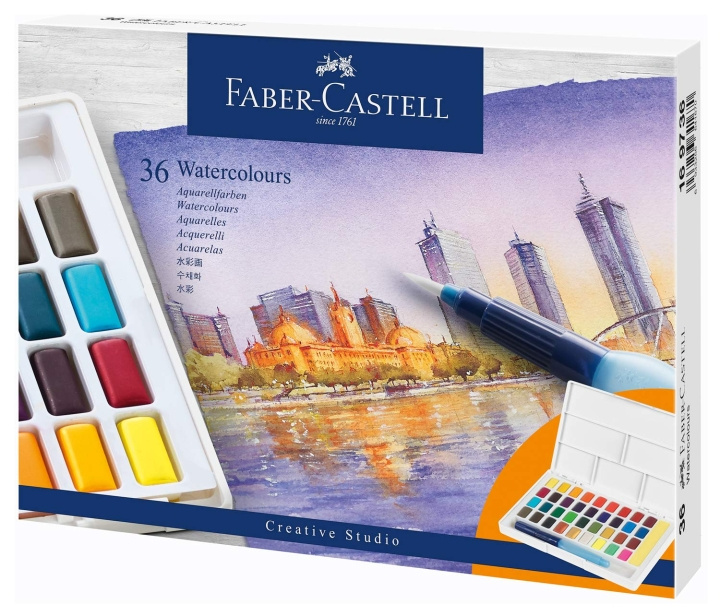 Faber-Castell Watercolours in pans 36ct set (169736) in the group Sport, leisure & Hobby / Hobby / Paint & Draw / Pencils, crayons & ink at TP E-commerce Nordic AB (D13781)