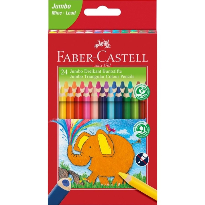 Faber-Castell Jumbo Triangular colour pencils, wallet of 24 (116524) in the group Sport, leisure & Hobby / Hobby / Paint & Draw / Pencils, crayons & ink at TP E-commerce Nordic AB (D13802)