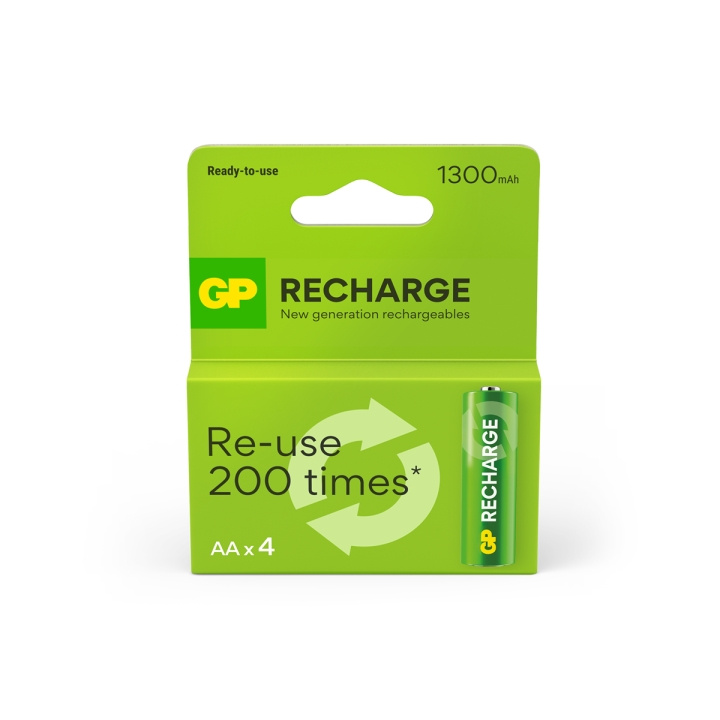 GP Recharge Rechargeable Battery, Size AA, 1300 mAh, 4-pack in the group HOME ELECTRONICS / Batteries & Chargers / Rechargable batteries / AA at TP E-commerce Nordic AB (D13830)