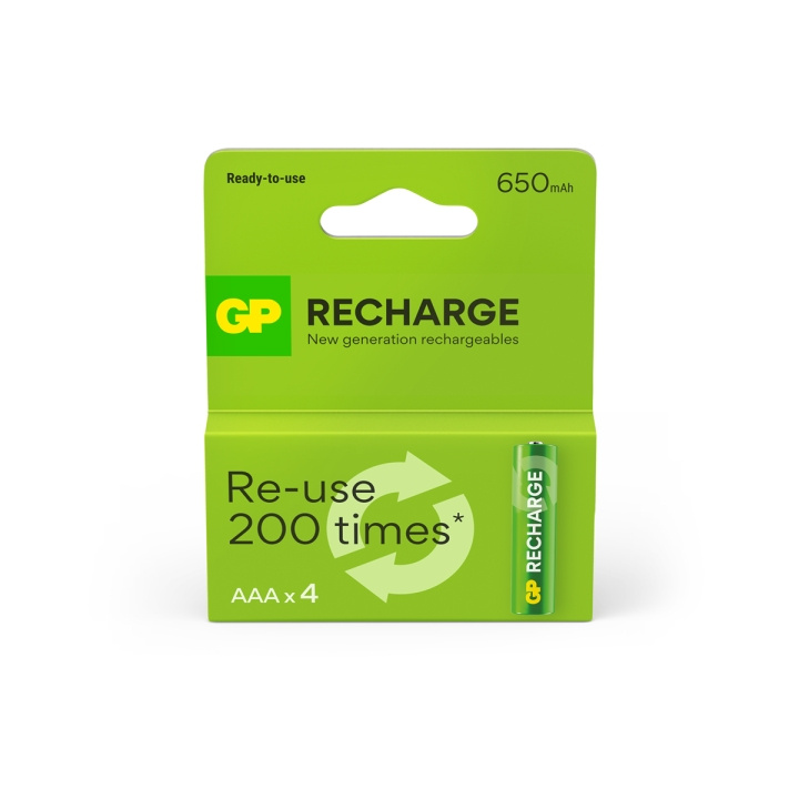 GP Recharge Rechargeable Battery, Size AAA, 650 mAh, 4-pack in the group HOME ELECTRONICS / Batteries & Chargers / Rechargable batteries / AAA at TP E-commerce Nordic AB (D13833)