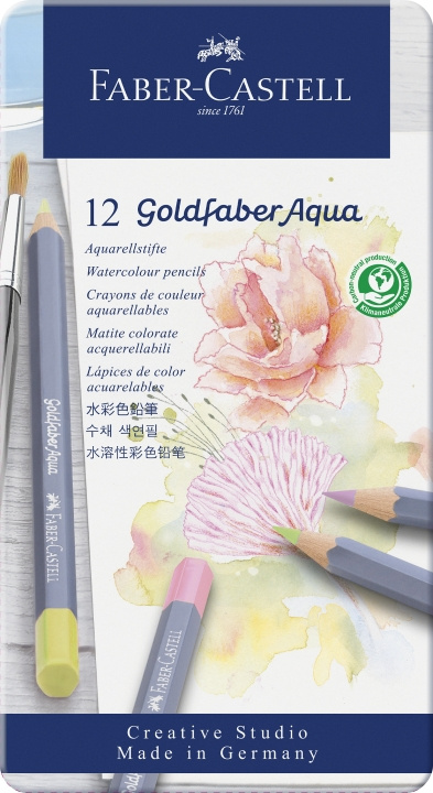 Faber-Castell Gofa Aqua metal box of 12 pastel colours (114622) in the group Sport, leisure & Hobby / Hobby / Paint & Draw / Pencils, crayons & ink at TP E-commerce Nordic AB (D13864)