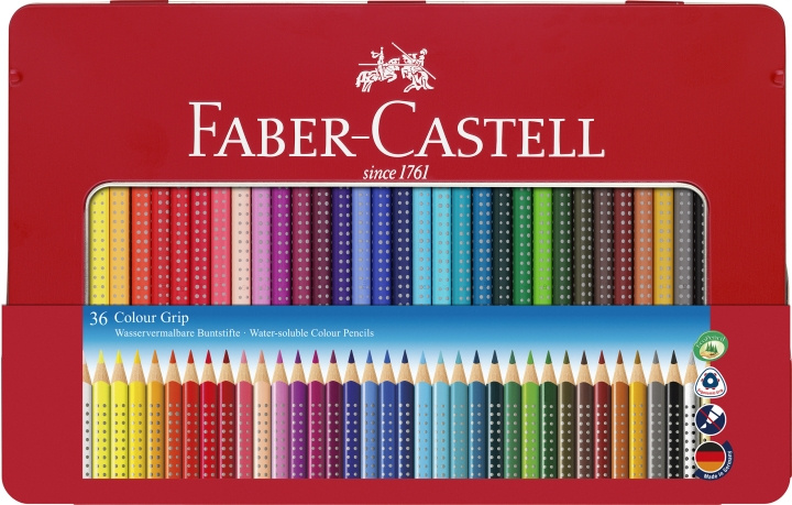 Faber-Castell Coloured pencil Colour Grip tin of 36 (112435) in the group Sport, leisure & Hobby / Hobby / Paint & Draw / Pencils, crayons & ink at TP E-commerce Nordic AB (D14010)