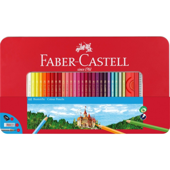 Faber-Castell Hexagonal Colour pencils tin of 60 (115894) in the group Sport, leisure & Hobby / Hobby / Paint & Draw / Pencils, crayons & ink at TP E-commerce Nordic AB (D14012)