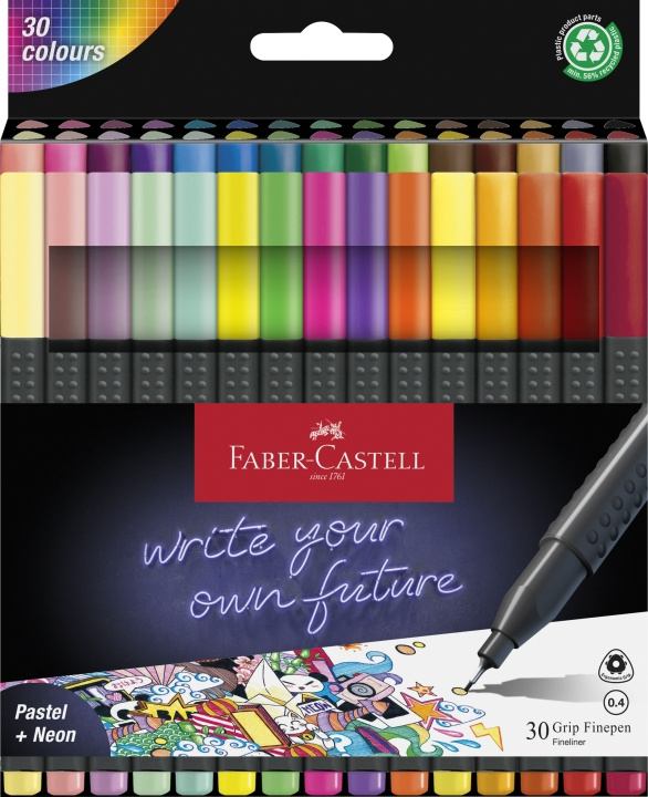 Faber-Castell Finepen Grip 0.4 set (30 pcs) (151630) in the group Sport, leisure & Hobby / Hobby / Paint & Draw / Pencils, crayons & ink at TP E-commerce Nordic AB (D14039)