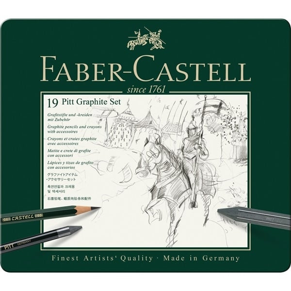 Faber-Castell Set Pitt Graphite tin of 19 (112973) in the group Sport, leisure & Hobby / Hobby / Paint & Draw / Pencils, crayons & ink at TP E-commerce Nordic AB (D14126)