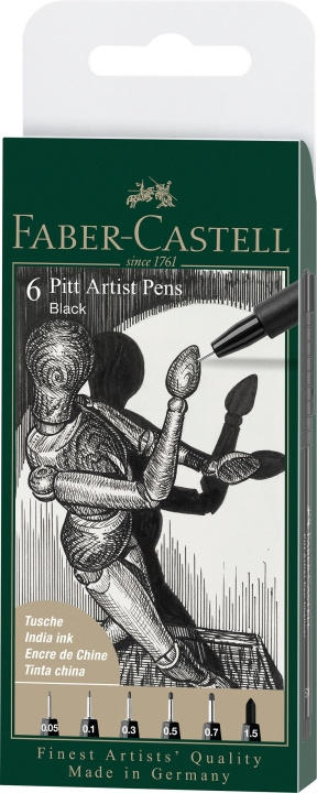 Faber-Castell Faber Castell - 6 pitt Artist Pen, brush - Black (167154) in the group Sport, leisure & Hobby / Hobby / Paint & Draw / Pencils, crayons & ink at TP E-commerce Nordic AB (D14127)