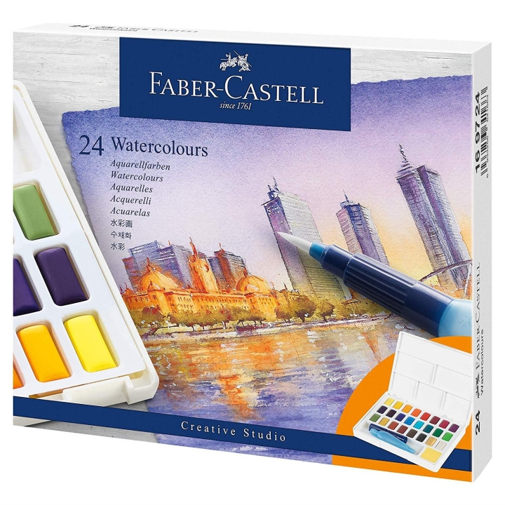 Faber-Castell Watercolours in pans 24ct set (169724) in the group Sport, leisure & Hobby / Hobby / Paint & Draw / Pencils, crayons & ink at TP E-commerce Nordic AB (D14159)