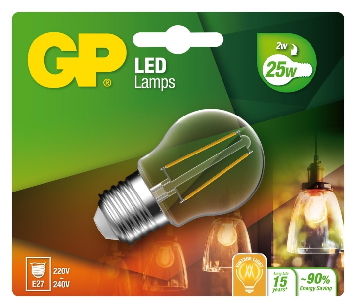 GP LED Lamp Filament Mini Globe, E27, 2W (25W), 250lm in the group HOME ELECTRONICS / Lighting / LED lamps at TP E-commerce Nordic AB (D14196)