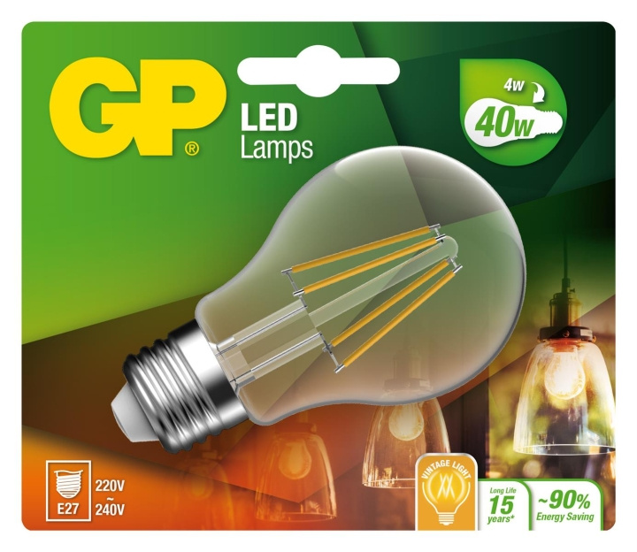 GP LED Lamp Classic Filament, E27, 4W (40W), 470lm in the group HOME ELECTRONICS / Lighting / LED lamps at TP E-commerce Nordic AB (D14198)