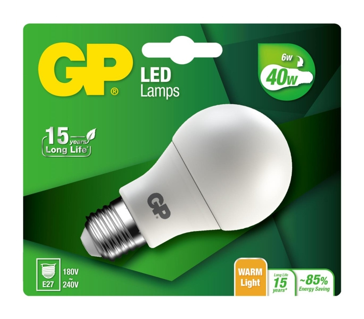 GP LED Lamp Classic, E27, 6W (40W), 470lm in the group HOME ELECTRONICS / Lighting / LED lamps at TP E-commerce Nordic AB (D14204)