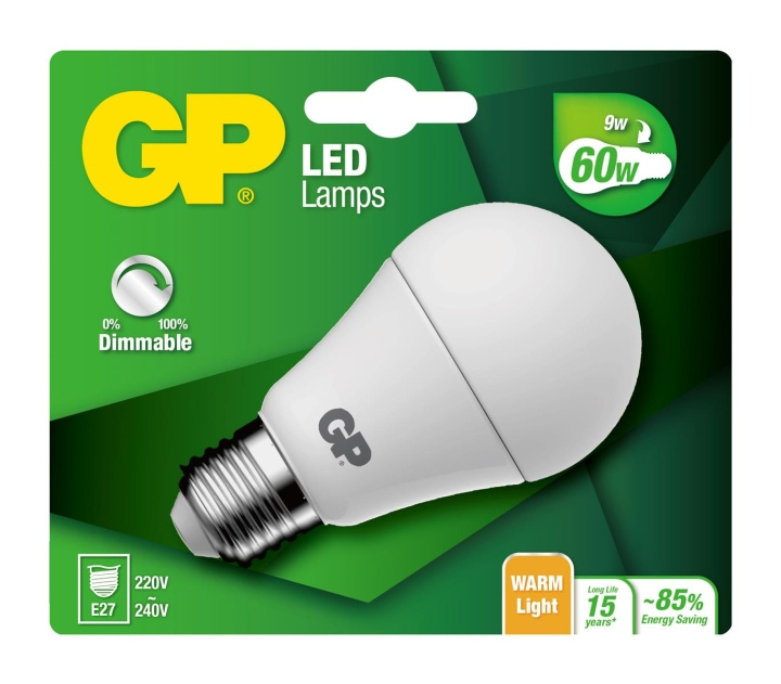 GP LED Lamp Classic, E27, DIM, 9W (60W), 806lm in the group HOME ELECTRONICS / Lighting / LED lamps at TP E-commerce Nordic AB (D14207)