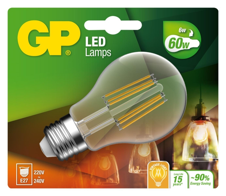 GP LED Lamp Classic Filament, E27, 6W (60W), 806lm in the group HOME ELECTRONICS / Lighting / LED lamps at TP E-commerce Nordic AB (D14217)