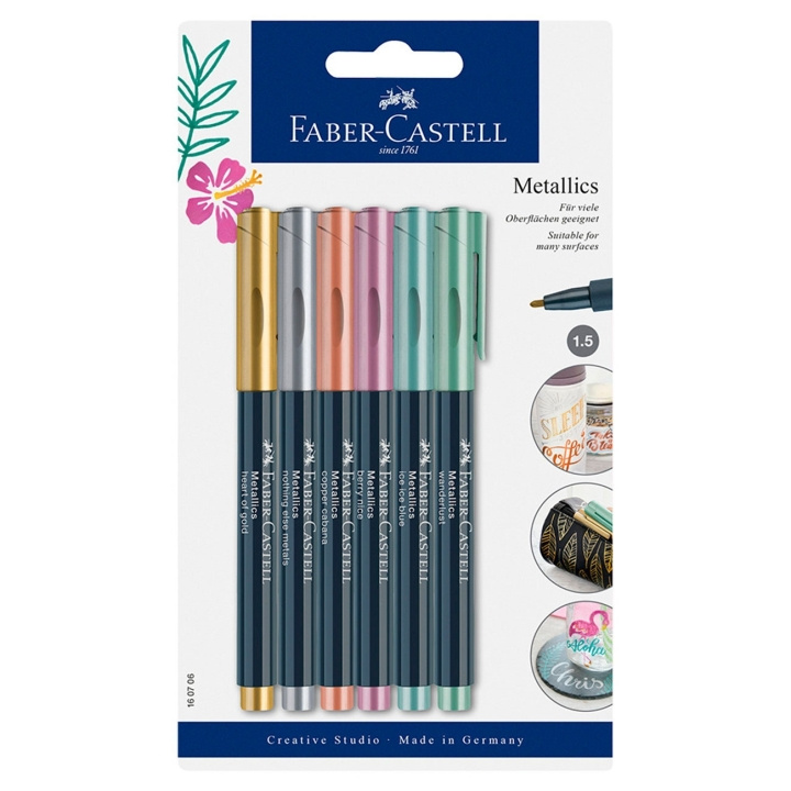 Faber-Castell Metallics Marker, 6 pc (160706) in the group Sport, leisure & Hobby / Hobby / Paint & Draw / Pencils, crayons & ink at TP E-commerce Nordic AB (D14295)