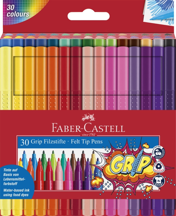 Faber-Castell Fibre-tip pens Grip Colour Marker set, 30 pc (155335) in the group Sport, leisure & Hobby / Hobby / Paint & Draw / Pencils, crayons & ink at TP E-commerce Nordic AB (D14394)