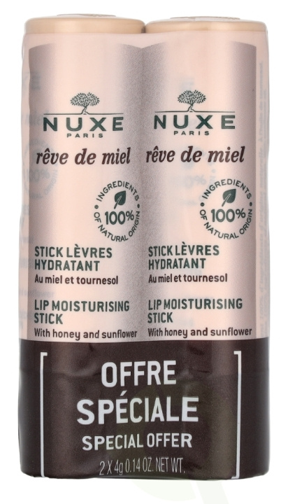 Nuxe Reve De Miel Lip Moisturizing Stick Duo Set 8 g 2x4gr in the group BEAUTY & HEALTH / Makeup / Lips / Lip balm at TP E-commerce Nordic AB (D14528)