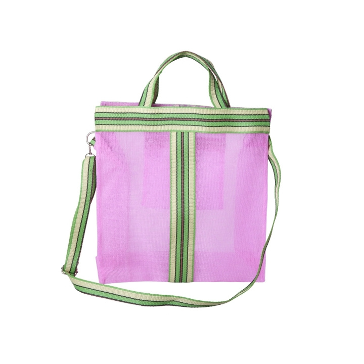 RICE Recycled Plastic Cross Over Bag Pink with Striped Edges in the group HOME, HOUSEHOLD & GARDEN / Interior / Strorage at TP E-commerce Nordic AB (D15234)