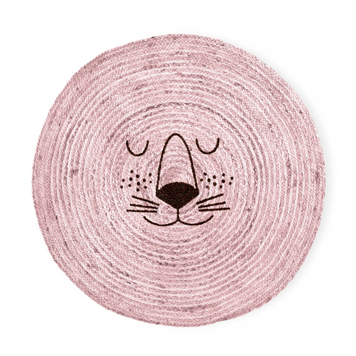 RICE Jute Floor Mate with Lion Face - Soft Pink in the group HOME, HOUSEHOLD & GARDEN / Interior / Doormats at TP E-commerce Nordic AB (D15538)