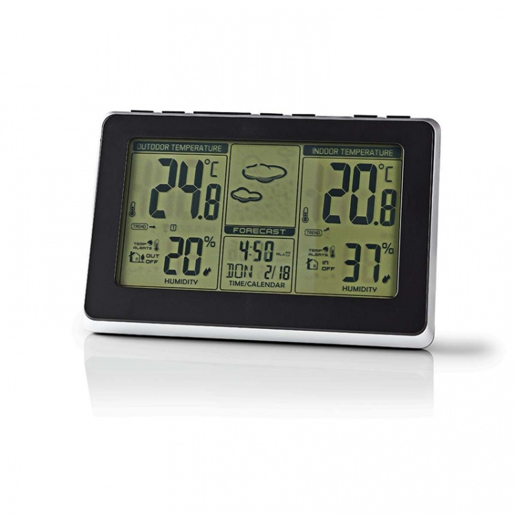 Nedis Weather Station | Indoor & Outdoor | Including wireless weather sensor | Weather forecast | Time display | LCD | Alarm clock function Nedis Weather Station | Indoor & Outdoor | Including wireless weather sensor | Weather forecast | Time display | LCD | Alarm clock function