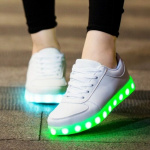 LED Sneakers with laces, size 35, White LED Sneakers with laces, size 35, White