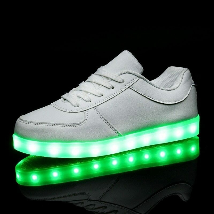 LED Sneakers with laces, size 35, White LED Sneakers with laces, size 35, White