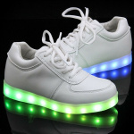 LED Sneakers with laces, size 35, White LED Sneakers with laces, size 35, White