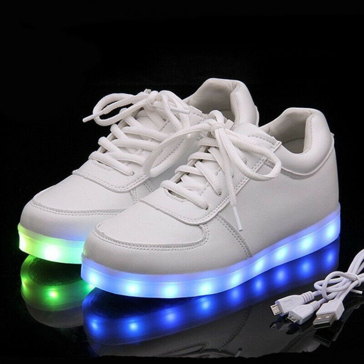 LED Sneakers with laces, size 35, White LED Sneakers with laces, size 35, White