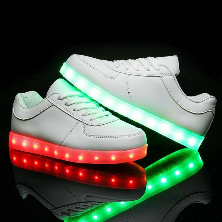 LED Sneakers with laces, size 35, White LED Sneakers with laces, size 35, White