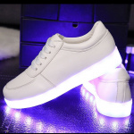 LED Sneakers with laces, size 35, White LED Sneakers with laces, size 35, White