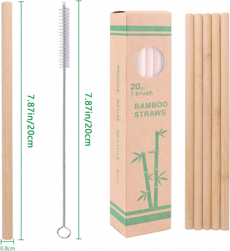 Reusable and Environmentally Friendly Bamboo Straws 8mm, 100 pcs Reusable and Environmentally Friendly Bamboo Straws 8mm, 100 pcs