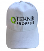 White cap with the Teknikproffset logo White cap with the Teknikproffset logo