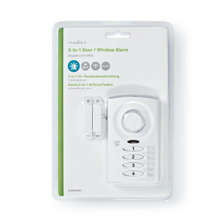 Nedis Doorstep Window Alarm | Battery Powered | 3x AAA/LR03 | 85 dB | White Nedis Doorstep Window Alarm | Battery Powered | 3x AAA/LR03 | 85 dB | White