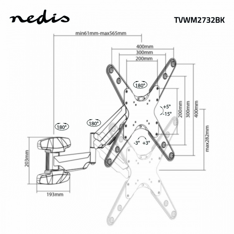 Nedis Vertical TV Wall Mount | 23 - 55  Nedis Vertical TV Wall Mount | 23 - 55