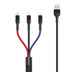 Xo NB54, 3in1 USB - Lightning, USB-C, microUSB Charging Cable (3A) 1.2m Xo NB54, 3in1 USB - Lightning, USB-C, microUSB Charging Cable (3A) 1.2m